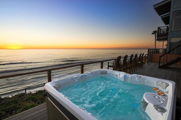 Sunset — Hot Tub with Surfers
